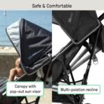 Summer Infant, 3D Mini Convenience Stroller Lightweight Stroller with Compact Fold MultiPosition Recline Canopy with Pop Out Sun Visor and More Umbrella Stroller for Travel and More, Gray - Image 5