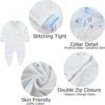 MAMIMAKA Baby Boy Girls Clothes 2-Way Zip Footed Bodysuit Long Sleeve 3-Pack Outfits 100% Cotton - Image 3