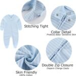 MAMIMAKA Baby Boy Girls Clothes 2-Way Zip Footed Bodysuit Long Sleeve 3-Pack Outfits 100% Cotton - Image 5