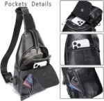 BULLCAPTAIN Genuine Leather Sling Bag Mens Crossbody Backpack Hiking Casual Daypack Shoulder Chest Bag with USB Charging Port - Image 4