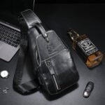 BULLCAPTAIN Genuine Leather Sling Bag Mens Crossbody Backpack Hiking Casual Daypack Shoulder Chest Bag with USB Charging Port - Image 7