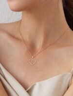 INFUSEU Heart Initial Necklaces for Women Girls, A-Z Letter Jewelry Rose Gold Romantic Gifts for Her - Image 6