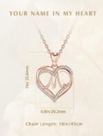 INFUSEU Heart Initial Necklaces for Women Girls, A-Z Letter Jewelry Rose Gold Romantic Gifts for Her - Image 8