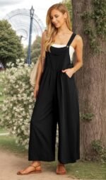 IWOLLENCE Jumpsuit for Women Wide Leg Overall Women's Dungarees with Adjustable Straps and Pockets Maternity Jumpsuit - Image 4