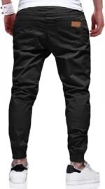 JMIERR Mens Pants Joggers with Pockets Casual Drawstring Twill Chino Pants | Jogging Pant, Cotton, Sweatpants, Track Pants, Hiking, Stretch, Tapered Pants, Relaxed Fit, Outdoor, Travel, Fall - Image 3