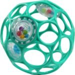 Bright Starts Oball Easy-Grasp Baby Rattle Ball in Teal, Ages Newborn and Up, Unisex, 4 Inches - Image 2
