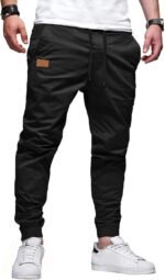 JMIERR Mens Pants Joggers with Pockets Casual Drawstring Twill Chino Pants | Jogging Pant, Cotton, Sweatpants, Track Pants, Hiking, Stretch, Tapered Pants, Relaxed Fit, Outdoor, Travel, Fall - Image 2