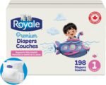 Royale Premium Diapers, Size 1 (8-14 lb), 198 Count, Disposable Baby Diapers (Packaging may vary) - Image 2