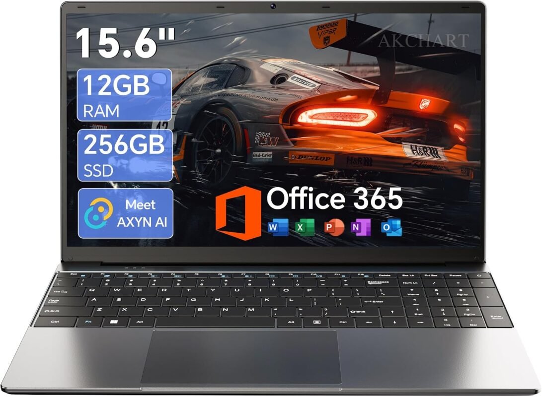 15.6 Inch AI Laptop with Office 365 12GB RAM 256GB SSD(Dark Gray)