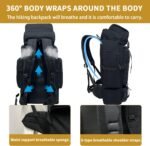 Hiking Backpack, 80L Camping Backpack, Waterproof Large Outdoor Sport Travel Daypack MOLLE Rucksack for Men Women - Image 5