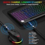 BlueFinger Wireless Keyboard and Mouse- RGB Backlit Ergonomic Rechargeable Keyboard with Wrist Rest, Phone Holder, Light Up Silient Keyboard with Mouse for Computer Laptop Mac - Image 7