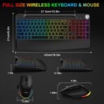 BlueFinger Wireless Keyboard and Mouse- RGB Backlit Ergonomic Rechargeable Keyboard with Wrist Rest, Phone Holder, Light Up Silient Keyboard with Mouse for Computer Laptop Mac - Image 8