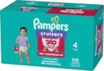 Pampers Diapers - Cruisers 360° - Size 4, up to 100% Leakproof Fit, Designed for Active Babies, Pull On Diaper, EZ Off Tabs Designed for Easy Changes, 1 Pack (Count of 108) - Image 4