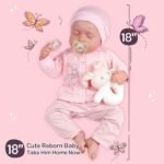 JIZHI Lifelike Reborn Baby Dolls - 18 inch Soft Body Realistic Newborn Baby Dolls American Sleeping Girl Dolls with Clothes and Toy Accessories Gift for Kids Age 3+ - Image 4