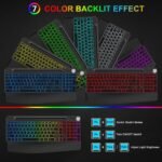 BlueFinger Wireless Keyboard and Mouse- RGB Backlit Ergonomic Rechargeable Keyboard with Wrist Rest, Phone Holder, Light Up Silient Keyboard with Mouse for Computer Laptop Mac - Image 2
