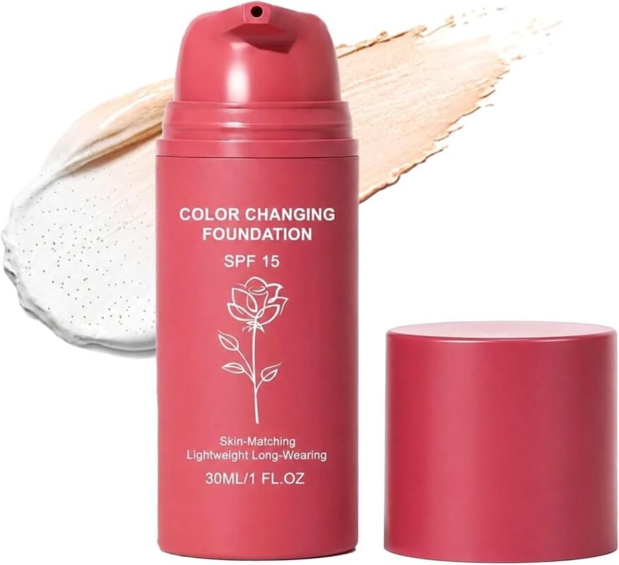 Color Changing Foundation, Foundation Korean Skin Tone Adapting Liquid Foundations, Moisturizing, Natural Finish Cover for All Skin Tones (1PCS)
