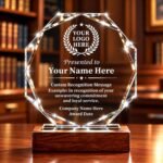 Custom K9 Crystal Award Trophy with Company Logo, Text & Employee Name, Personalized Corporate Recognition Award for Employee Appreciation, Years of Service Awards & Business Events