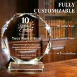 Custom K9 Crystal Award Trophy with Company Logo, Text & Employee Name, Personalized Corporate Recognition Award for Employee Appreciation, Years of Service Awards & Business Events - Image 2
