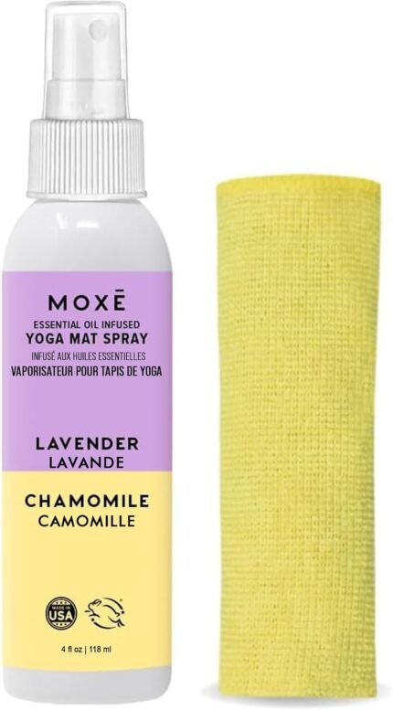 MOXE Yoga Mat Cleaner Spray, Lavender & Chamomile Essential Oil, 4oz