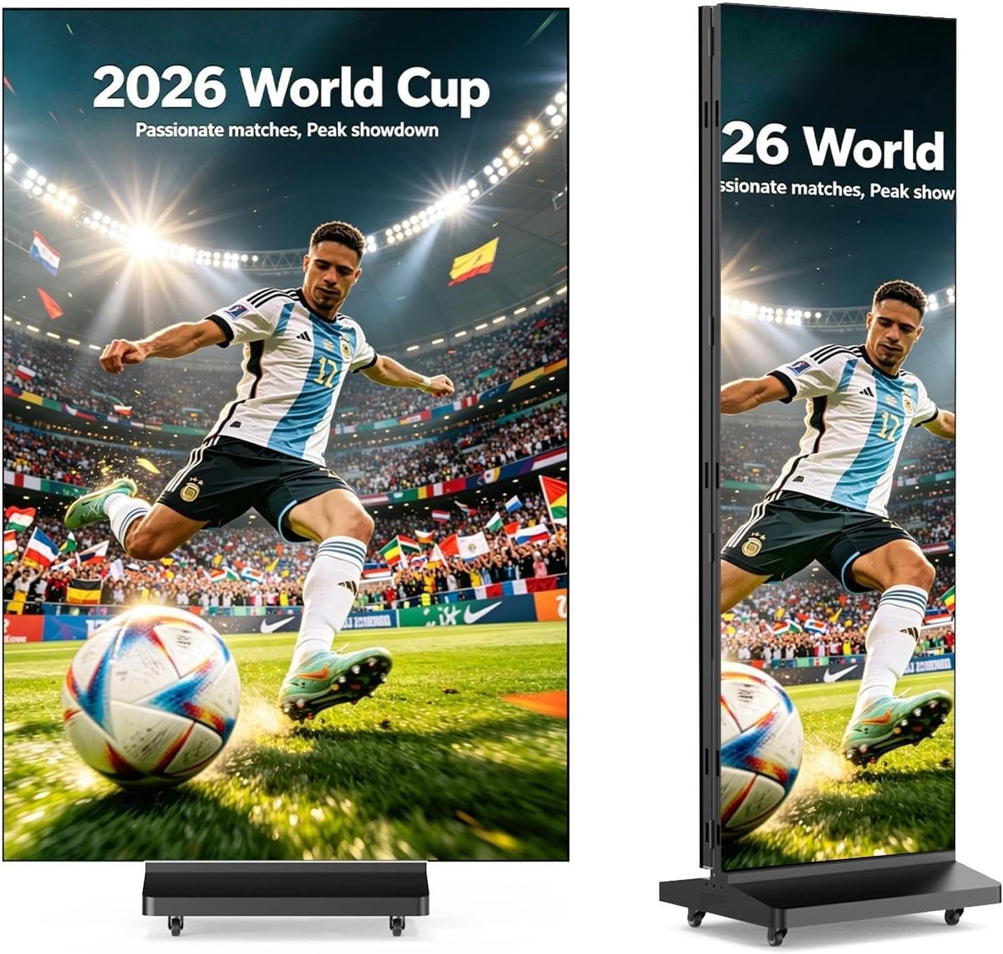 MWE 90 Inch Tri-Fold LED Poster Screen with Flight Case, P1.86 Dual-Sided LED Digital Signage Display, Spliceable Advertising Display Kiosk with Publishing System, Video Wall for Events and Rentals MWE 90 Inch Tri-Fold LED Poster Screen with Flight Case, P1.86 Dual-Sided LED Digital Signage Display, Spliceable Advertising Display Kiosk with Publishing System, Video Wall for Events and Rentals