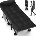 Overmont Camping Cot with Cushion and Pillow