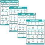 Palace Learning 4 Pack – yoga Poses Poster Volume 1, 2 & 3 + yoga Positions with Blocks – Beginner Position Exercise Charts – English and Sanskrit Names