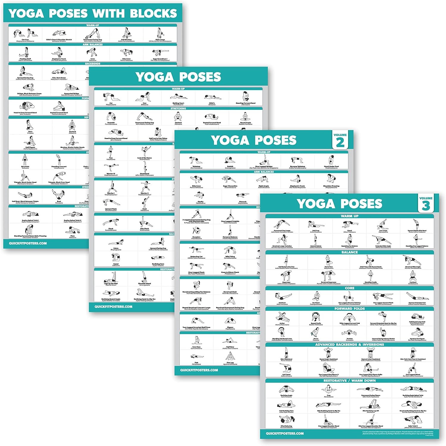 Palace Learning 4 Pack – yoga Poses Poster Volume 1, 2 & 3 + yoga Positions with Blocks – Beginner Position Exercise Charts – English and Sanskrit Names Palace Learning 4 Pack – yoga Poses Poster Volume 1, 2 & 3 + yoga Positions with Blocks – Beginner Position Exercise Charts – English and Sanskrit Names