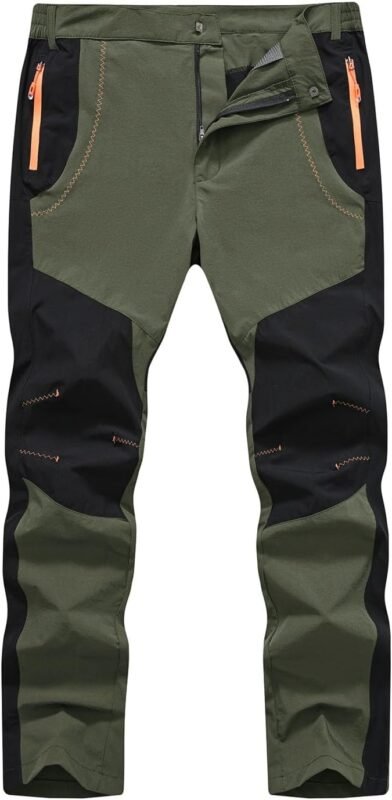TBMPOY Men’s Outdoor Hiking Work Pants Quick Dry Water Resistant Lightweaght Mountain Fishing Pants Zipper Pockets