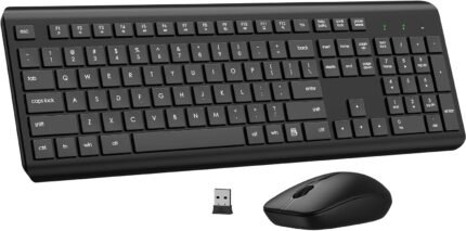 Wireless Keyboard and Mouse Combo, Full Size Silent Ergonomic Keyboard Mouse, Long Battery Life, Optical Mouse, 2.4G Lag-Free Cordless Mouse Keyboard for Computer, Mac, Laptop, PC, Windows
